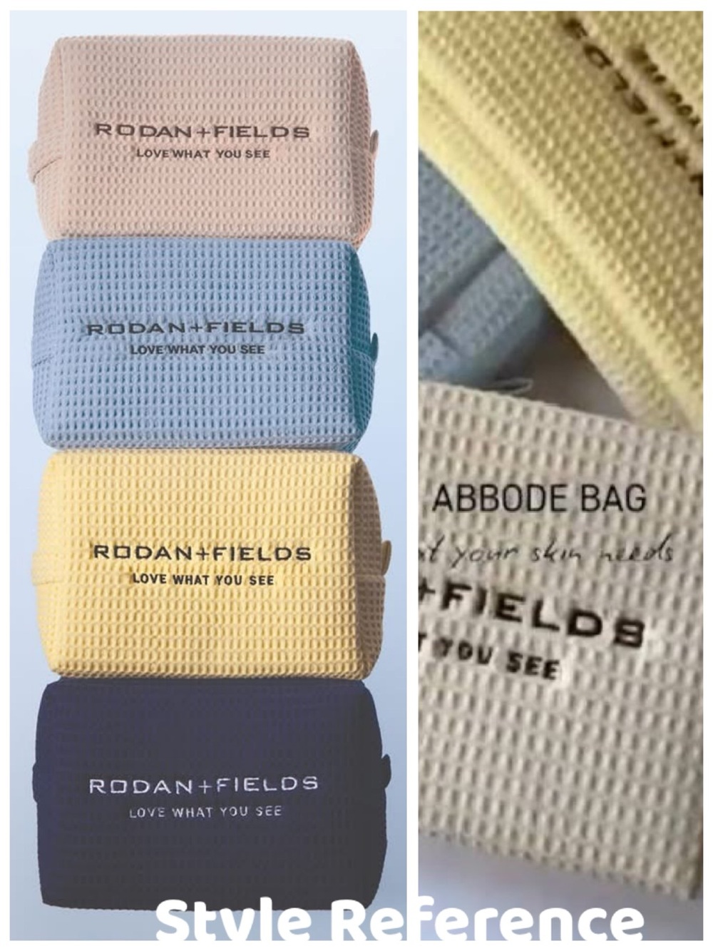 ABBODE R&F Waffle Knit Periwinkle Blue Cotton Cosmetic Bag, Large Zip-Around - Picture 7 of 17